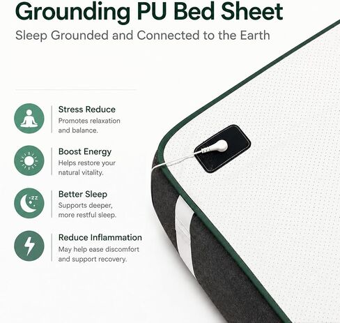 Grounding Mat for Bed, Earthing Mattress Pad for Sleeping, Carbon Infused Conductive Surface, Grounding Bed Mat with 15FT Cord, 27" x 60" (Queen) in Kuwait