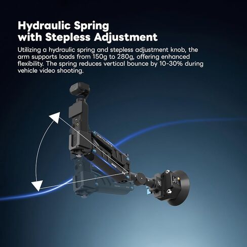 Osmo Pocket 3 Car Mount, Metal Suction Cup Mount, Z Axis Car Damping Spring Arm Shock Absorbing Car Video System, Compatible with DJI Osmo Pocket 2/3, Action 4/5, Insta360, GoPro etc in Saudi Arabia