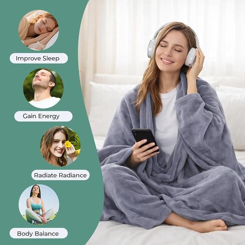 Grounding Blanket for Bed with Pure Silver Fiber for Improved Sleep, grounding Throw Queen Size in Kuwait