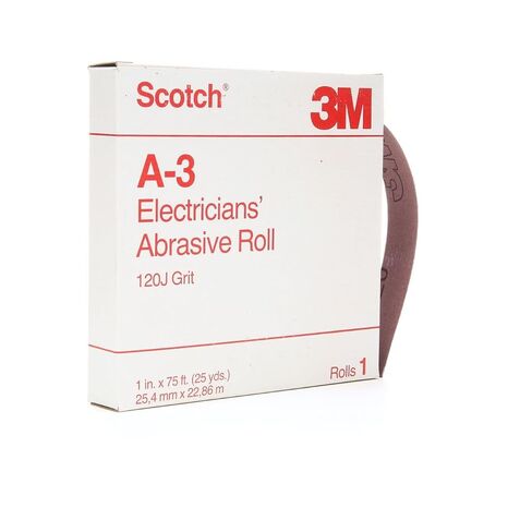 Scotch(R) Electrician's Abrasive Roll A-3, 1 in x 25 yd 120 J-weight, 10 rolls per case in Kuwait