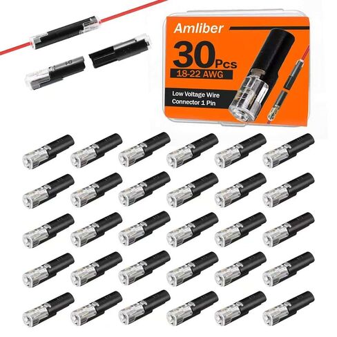 30PCS Single Wire Plug in Connector with Locking Buckle, Flame Retardant Lock Strip Connector, Quick Connect Wire Connectors for LED Lights, Low-Voltage Home and Automotive Wiring, 22-18 AWG, 1 Pin in Kuwait