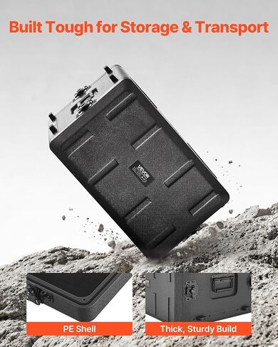 VEVOR 6U Rack Case, 15 in Depth, Rackmount Flight Case Shallow Rack with Microphone Compartments, Polyethylene Construction, Recessed Latches, Easy Installation, for Amplifier, 13.8 in Internal Depth in Kuwait