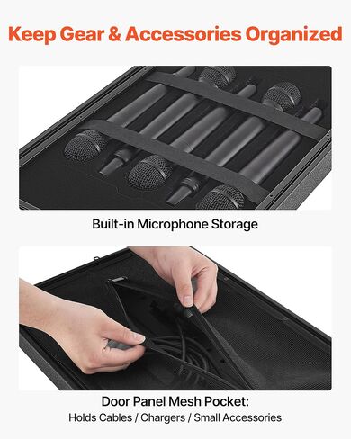 VEVOR 6U Rack Case, 15 in Depth, Rackmount Flight Case Shallow Rack with Microphone Compartments, Polyethylene Construction, Recessed Latches, Easy Installation, for Amplifier, 13.8 in Internal Depth in Kuwait