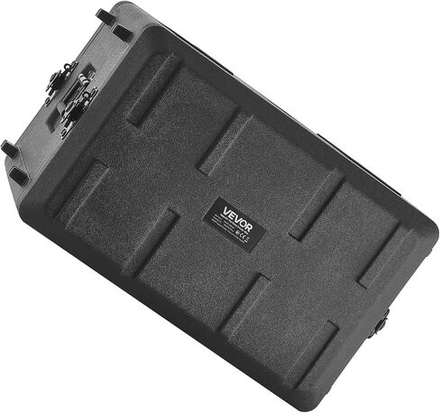 VEVOR 6U Rack Case, 15 in Depth, Rackmount Flight Case Shallow Rack with Microphone Compartments, Polyethylene Construction, Recessed Latches, Easy Installation, for Amplifier, 13.8 in Internal Depth in Kuwait