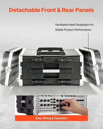 VEVOR 4U Rack Case, Standard 19 in Depth, Server Rack Cabinet with ABS Construction, Recessed Twist Latches, Detachable Front & Back Cover, Easy Installation, for Amplifiers, 18.4 in Internal Depth in Kuwait