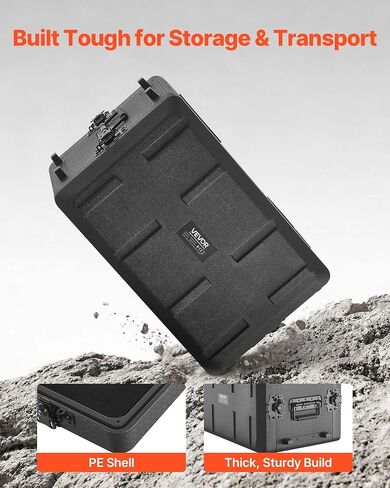 VEVOR 6U Rack Case، عمق 12 بوصة، حامل الطيران الضحل مع حجرة الميكروفون، هيكل من البولي إيثيلين، مزالج غائرة، سهل التركيب، لمكبر الصوت، 8.7 بوصة عمق داخلي in Kuwait