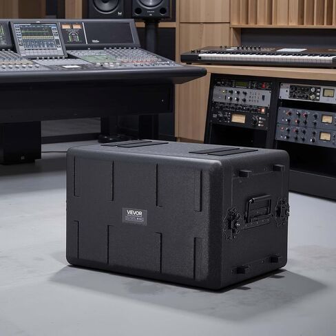 VEVOR 6U Rack Case، عمق 12 بوصة، حامل الطيران الضحل مع حجرة الميكروفون، هيكل من البولي إيثيلين، مزالج غائرة، سهل التركيب، لمكبر الصوت، 8.7 بوصة عمق داخلي in Kuwait
