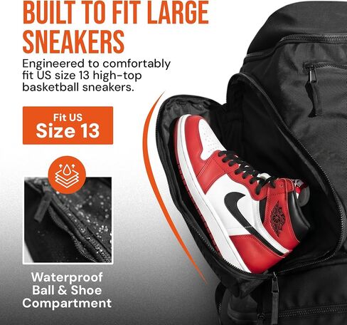 Basketball Backpack with Shoe Compartment | Large Sports Bag with Expandable Sneaker Pockets for Up To Size 13 | Carry Your Ball, Shoes, & Kit Easily. in Kuwait