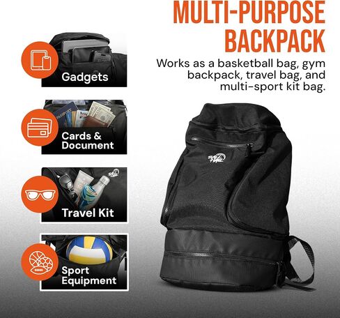 Basketball Backpack with Shoe Compartment | Large Sports Bag with Expandable Sneaker Pockets for Up To Size 13 | Carry Your Ball, Shoes, & Kit Easily. in Kuwait