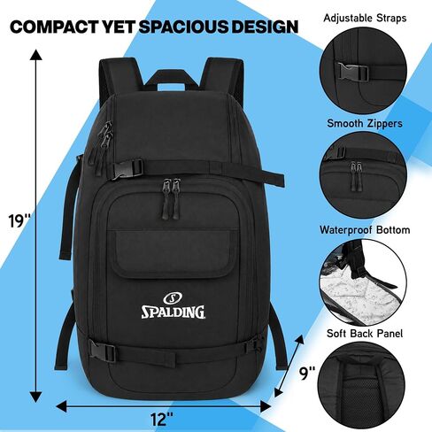 Spalding 50L Sports Tournament Backpack – Waterproof Gear Bag with Shoe Storage Compartment for Basketball, Soccer, Baseball, Pickleball, Travel & Team Equipment Backpack for Athletes, Men & Women in Kuwait