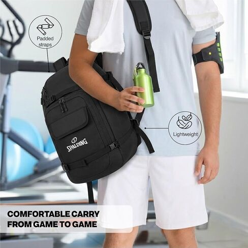 Spalding 50L Sports Tournament Backpack – Waterproof Gear Bag with Shoe Storage Compartment for Basketball, Soccer, Baseball, Pickleball, Travel & Team Equipment Backpack for Athletes, Men & Women in Kuwait