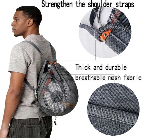 Basketball Bag with mesh Drawstring for Storage, Breathable for Sports use, Suitable for Volleyball, Football, Rugby, Swimming Bags, Double-Shoulder Strap, Cross-Body Strap in Kuwait