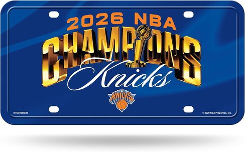 ريكو إندستريز NBA كرة السلة نيويورك نيكس 2026 NBA Champions علامة معدنية أوتوماتيكية 6 بوصة × 12 بوصة - رائعة للشاحنة/السيارة/سيارات الدفع الرباعي in Kuwait