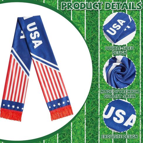4PCS 2026 Soccer Fan Scarves Soccer Fan Game Day Wear Men's Team Match Up Scarf Double-Sided Patriotic Football Fans Scarf for World Game Day Gifts Sport Football Party Supplies 51" x 5.9" in Kuwait