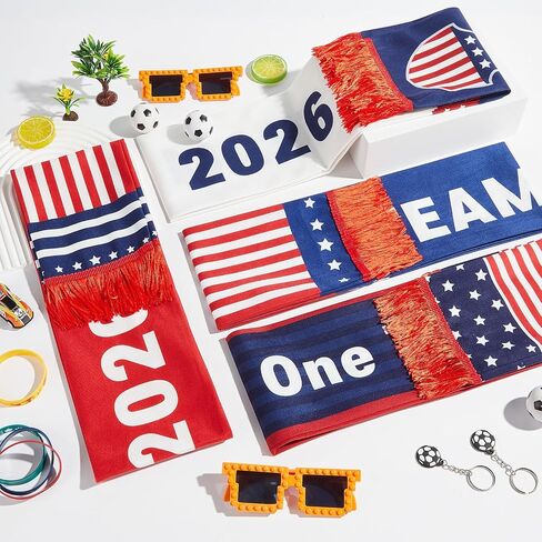 4PCS 2026 Soccer Fan Scarves Soccer Fan Game Day Wear Men's Team Match Up Scarf Double-Sided Patriotic Football Fans Scarf for World Game Day Gifts Sport Football Party Supplies 51" x 5.9" in Kuwait