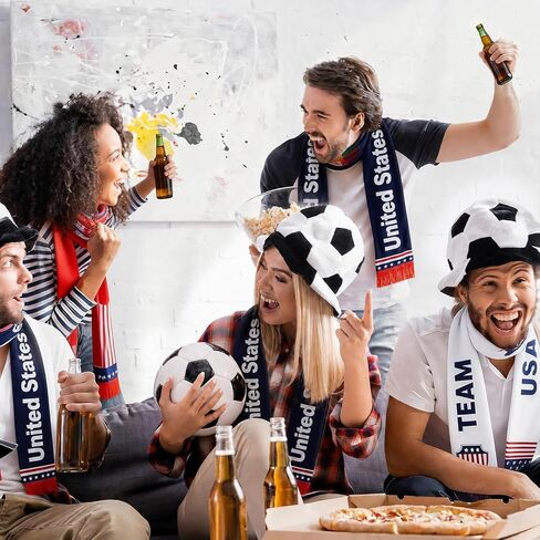 4PCS 2026 Soccer Fan Scarves Soccer Fan Game Day Wear Men's Team Match Up Scarf Double-Sided Patriotic Football Fans Scarf for World Game Day Gifts Sport Football Party Supplies 51" x 5.9" in Kuwait