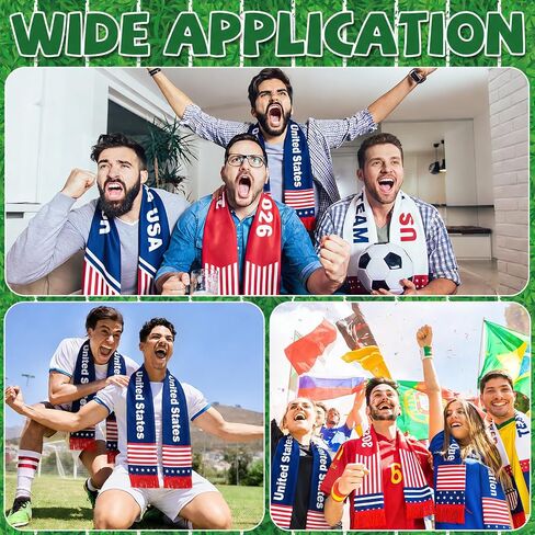 4PCS 2026 Soccer Fan Scarves Soccer Fan Game Day Wear Men's Team Match Up Scarf Double-Sided Patriotic Football Fans Scarf for World Game Day Gifts Sport Football Party Supplies 51" x 5.9" in Kuwait
