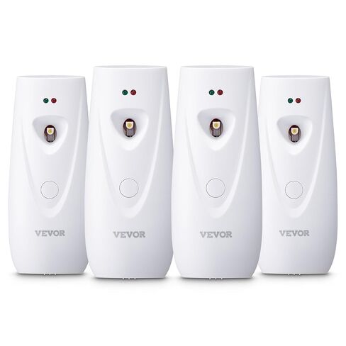 موزع رذاذ معطر هواء أوتوماتيكي من VEVOR، 4 عبوات، مثبت على الحائط أو قائم بذاته، يعمل بالبطارية، إعدادات زمنية متعددة للمنزل، الداخلي، الحمامات، المكاتب، الفنادق، الأماكن التجارية، أبيض in Kuwait