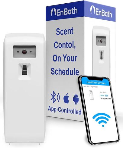 Programmable Automatic Air Freshener Spray Dispenser - Bluetooth App Controlled, Wall Mount or Standalone, Compatible with Glade & Airwick, Commercial or Home Use - IPhone (iOS) & Android Compatible in Saudi Arabia