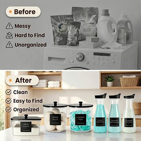 6 Pack Laundry Pods Containers & Dryer Sheet Holder & Laundry Detergent Dispenser, Laundry Room Organization and Storage Jars with Lids, Labels and Scoops for Scent Booster, Powder, Pods in Kuwait