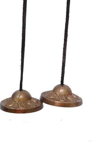 Tibetan tingsha cymbals - 6.2 cm - om mane padme hum symbols embossed bell tibetan cymbals chimes manjeere meditation prayer musical instrument in Kuwait