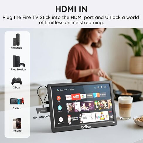 BOIFUN 17.5 "Combo Portable TV/DVD Player مع شاشة دوارة عالية الدقة 15.6" ، موالف ATSC للتلفزيون الرقمي ، بطارية مدمجة ، ودعم HDMI في/USB/Micro SD/AV Out وتنسيقات القرص المتعددة ، الأسود in Kuwait
