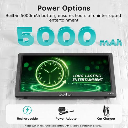 BOIFUN 17.5 "Combo Portable TV/DVD Player مع شاشة دوارة عالية الدقة 15.6" ، موالف ATSC للتلفزيون الرقمي ، بطارية مدمجة ، ودعم HDMI في/USB/Micro SD/AV Out وتنسيقات القرص المتعددة ، الأسود in Kuwait