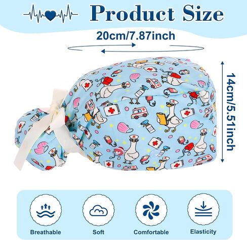 JATEBI 2 Funny Scrub Cap with Badge Reel, Women Nurse Working Cap with Elastic Bandage Tie in Kuwait