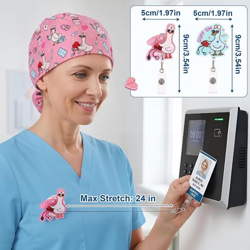 JATEBI 2 Funny Scrub Cap with Badge Reel, Women Nurse Working Cap with Elastic Bandage Tie in Kuwait