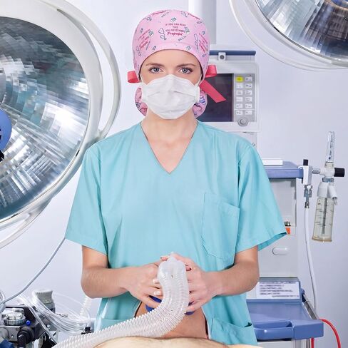 6 Pcs Anesthesia Scrub Caps for Women Nurse Caps Anesthesiologist Surgical Hat Adjustable Elastic Anesthesia Themed Ponytail Working Hat for Nurse Appreciation Gifts for CRNA CNA RN LPN in Kuwait