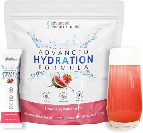 Advanced Bionutritionals Advanced Hydration Formula Electrolyte Drink Mix Powder with ElectroPrime®, L-Taurine, TyroPure™, B-Vitamins, Vitamin C – Strawberry Watermelon – 30 Stick Packs in Kuwait
