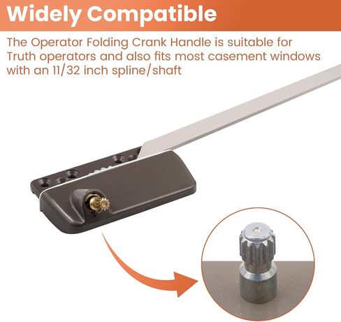 11/32" Folding Window Crank Handle for Prime-Line TH 22243 Folding Crank Handle, Compatible with Truth Operator Casement Window Handle, fit Casement and Awning Window Operators, Bronze Finish, 1 Pack in Kuwait
