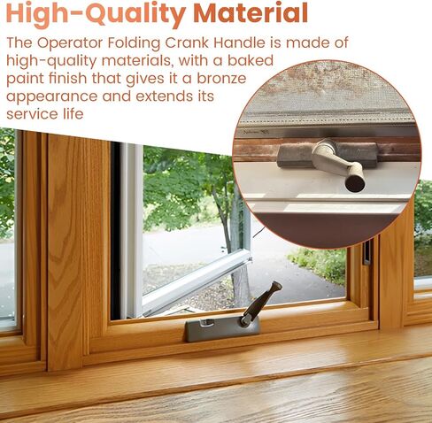 11/32" Folding Window Crank Handle for Prime-Line TH 22243 Folding Crank Handle, Compatible with Truth Operator Casement Window Handle, fit Casement and Awning Window Operators, Bronze Finish, 1 Pack in Kuwait