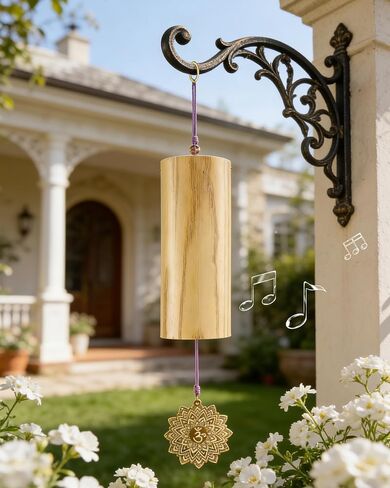 Handmade Wind Chimes for Outside, 432Hz Tuned Zen Meditation Windchime for Relaxation, Yoga, Sound Healing & Stress Relief – Minimalist Soothing Harmonic Bamboo Resonance for Patio Home Office, Green in Kuwait