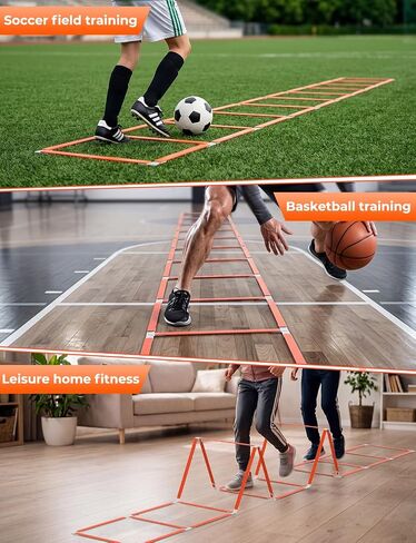 GHB Tangle-Free Agility Ladder Hurdles, 15ft 11 Rungs | 3-in-1 Speed Training Hurdles Set, Footwork Drills for Football, Soccer, Boxing in Kuwait