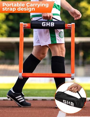 GHB Tangle-Free Agility Ladder Hurdles, 15ft 11 Rungs | 3-in-1 Speed Training Hurdles Set, Footwork Drills for Football, Soccer, Boxing in Kuwait