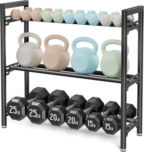 Upgraded Dumbbell Rack, 600LBS | 250LBS Heavy Duty Weight Rack for Home Gym, Weight Rack for Dumbbells & Kettlebells Organizer (Rack Only) in Kuwait