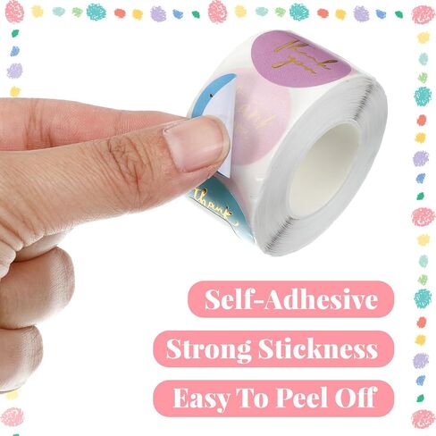 500Pcs Small Thank You Stickers for Baked Goods Small Business 1 Inch Round Personalized Thank You Labels for Packaging Envelopes Gift Bags, Blue Green Pink Purple Gold in Kuwait