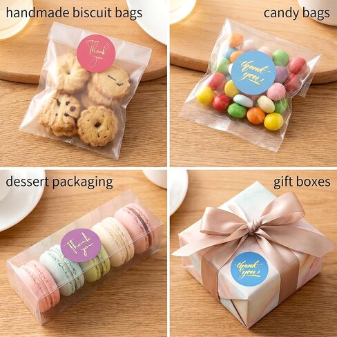 500Pcs Small Thank You Stickers for Baked Goods Small Business 1 Inch Round Personalized Thank You Labels for Packaging Envelopes Gift Bags, Blue Green Pink Purple Gold in Kuwait