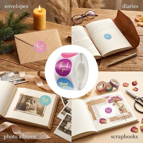 500Pcs Small Thank You Stickers for Baked Goods Small Business 1 Inch Round Personalized Thank You Labels for Packaging Envelopes Gift Bags, Blue Green Pink Purple Gold in Kuwait