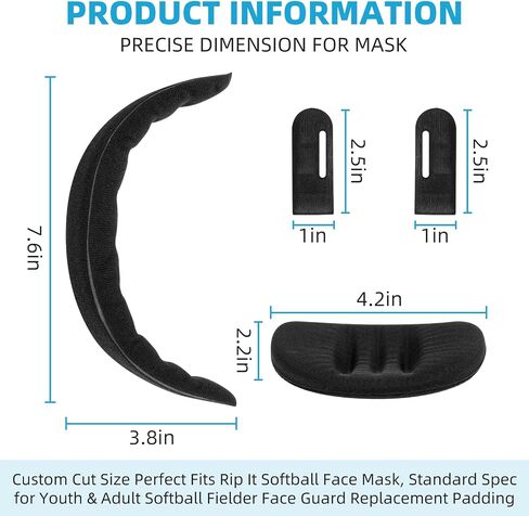 Softball Face Mask Replacement Padding, Velcro Foam Chin Forehead Side Pad Accessories for Rip It Youth Adult Softball Face Guard, Universal Softball Helmet Padding Replacement Parts in Kuwait
