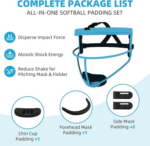 Softball Face Mask Replacement Padding, Velcro Foam Chin Forehead Side Pad Accessories for Rip It Youth Adult Softball Face Guard, Universal Softball Helmet Padding Replacement Parts in Kuwait