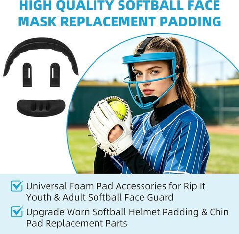 Softball Face Mask Replacement Padding, Velcro Foam Chin Forehead Side Pad Accessories for Rip It Youth Adult Softball Face Guard, Universal Softball Helmet Padding Replacement Parts in Kuwait