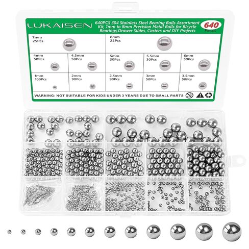 700PCS Chrome Steel Bearing Balls Assortment Kit, G25 High Precision Imperial Sizes (1/4", 7/32", 3/16", 5/32", 1/8", 3/32") for Bicycle Hubs, Bottom Brackets, Pedals and Casters Repair in Kuwait