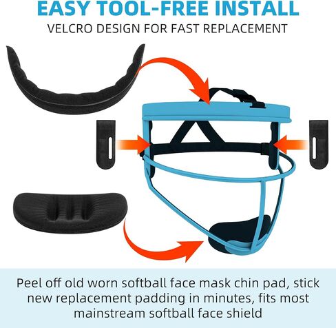 Softball Face Mask Replacement Padding, Velcro Foam Chin Forehead Side Pad Accessories for Rip It Youth Adult Softball Face Guard, Universal Softball Helmet Padding Replacement Parts in Kuwait