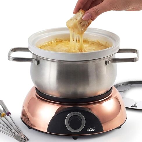 Artestia Swiss Design 1500W Electric Fondue Pot Set for Melting Chocolate Cheese Pot Sets with Temperature Control for Oil Broth Fondue Party, 8 Colored Fondue Forks in Kuwait
