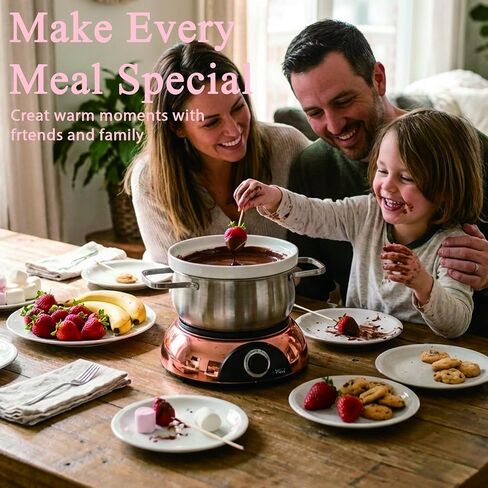 Artestia Swiss Design 1500W Electric Fondue Pot Set for Melting Chocolate Cheese Pot Sets with Temperature Control for Oil Broth Fondue Party, 8 Colored Fondue Forks in Kuwait