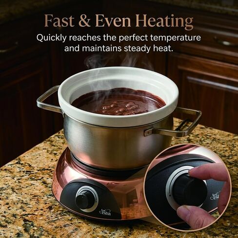 Artestia Swiss Design 1500W Electric Fondue Pot Set for Melting Chocolate Cheese Pot Sets with Temperature Control for Oil Broth Fondue Party, 8 Colored Fondue Forks in Kuwait