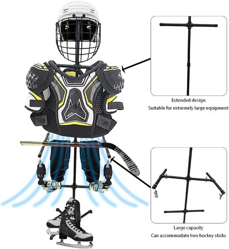 Hockey Equipment Drying Rack,Heavy Duty Metal Sports Hockey Gear Drying Rack,Ice Hockey Drying Rack for Hockey, Football, Lacrosse Gloves, Pads, Helmets in Kuwait