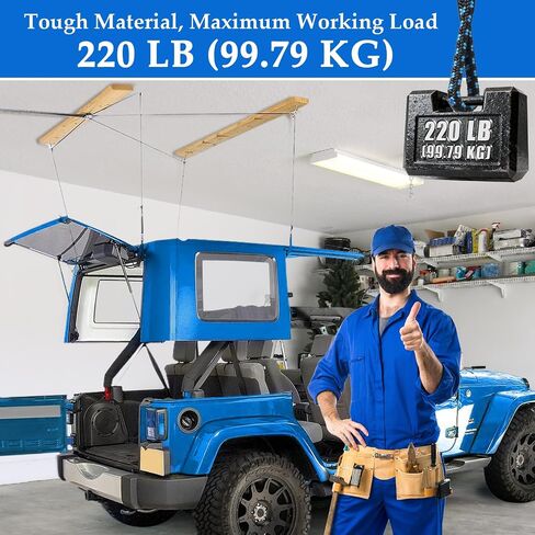 رافعة إزالة علوية صلبة لسيارة جيب رانجلر، رافعة رفع علوية لسيارة جيب JL JK وفورد، تدعم السقف من 8 إلى 16 قدم، نظام آمن مضاد للسقوط، رفع سقف التشغيل بدون جهد in Kuwait